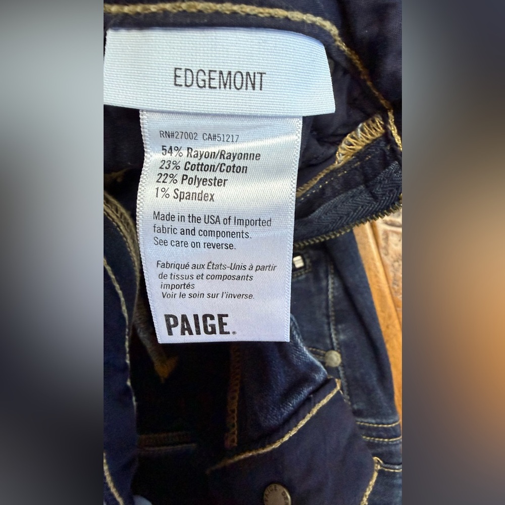 PAIGE Edgemont Zip Detail Skinny Jeans Dark Wash Size 25 NWT - Picture 7 of 11